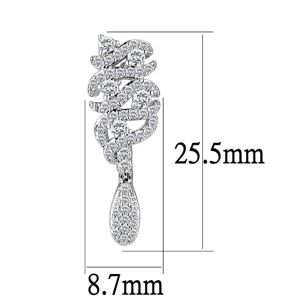 3W1413 - Rhodium Brass Jewelry Sets with AAA Grade CZ in Clear-4