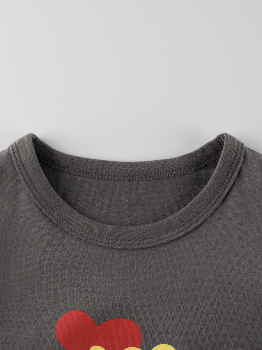 Autumn Arrival Kids Girls Flowers Cartoon and Letters Print Crew Neck Long Sleeves Pullover Sweatshirt-1