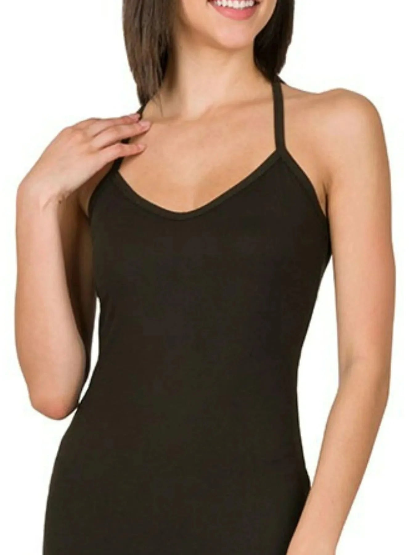 Zenana Brushed Dty Thin Strap Racerback V-Neck Maxi Dress